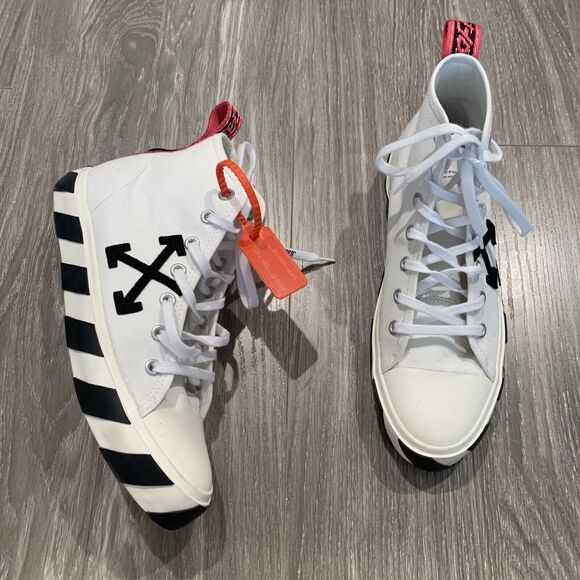 Off White Mid-Top Sneakers White Black Arrow Mens Size 43 / 10 US